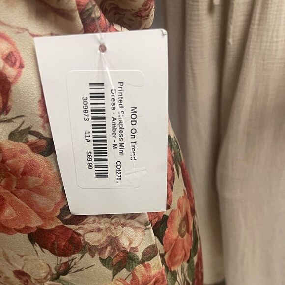 MOD on Trend, Floral strapless mini Dress, Amber floral, size M - Picture 6 of 6